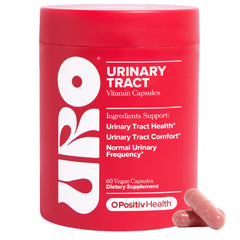 O Positiv URO capsules bottle for daily urinary health support in vegan formula.