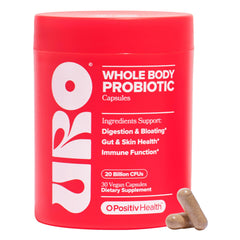 O Positiv URO Women’s Probiotic bottle with 30 capsules for vaginal and gut support.