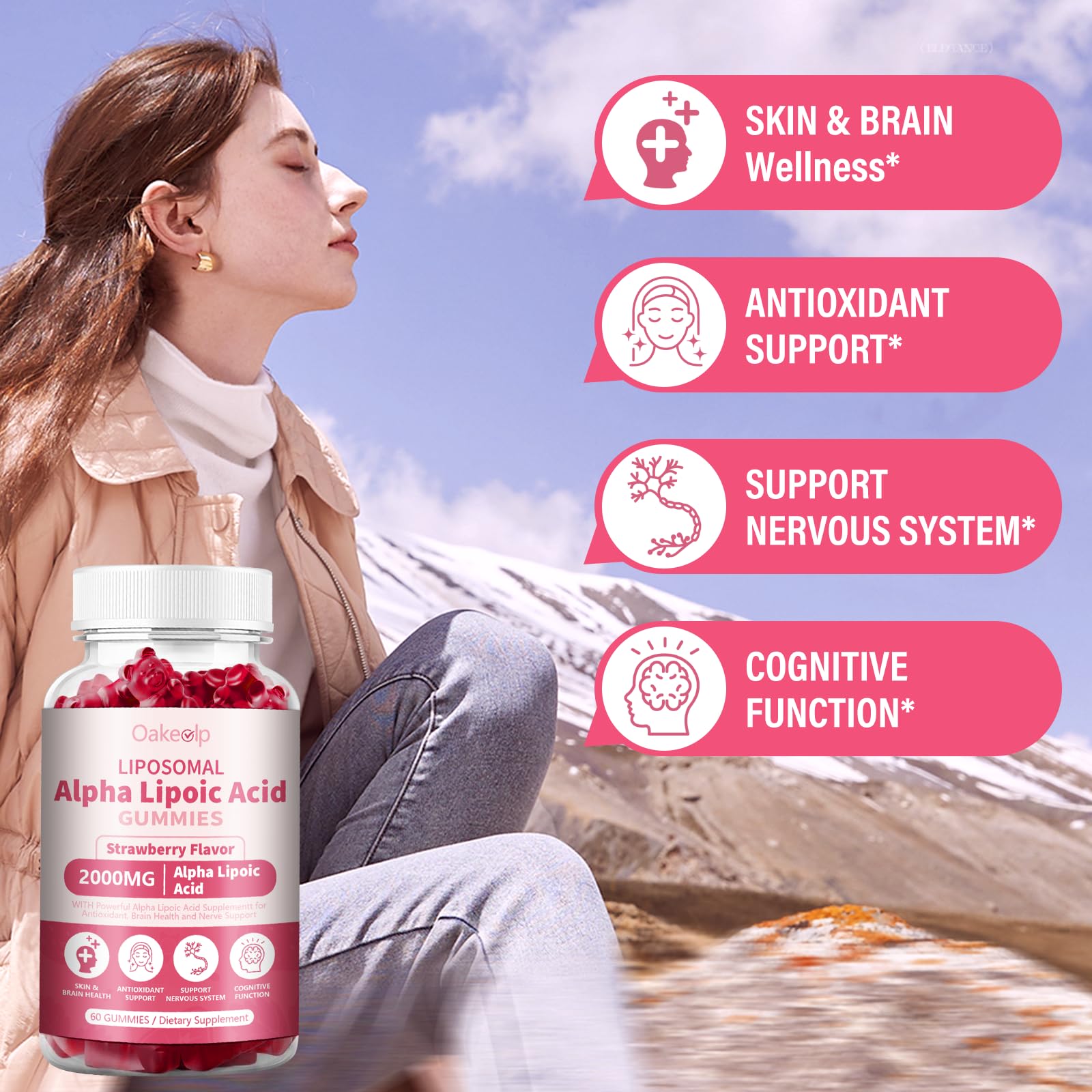 Oakevlp bottle label view with Biotin and Benfotiamine in formula