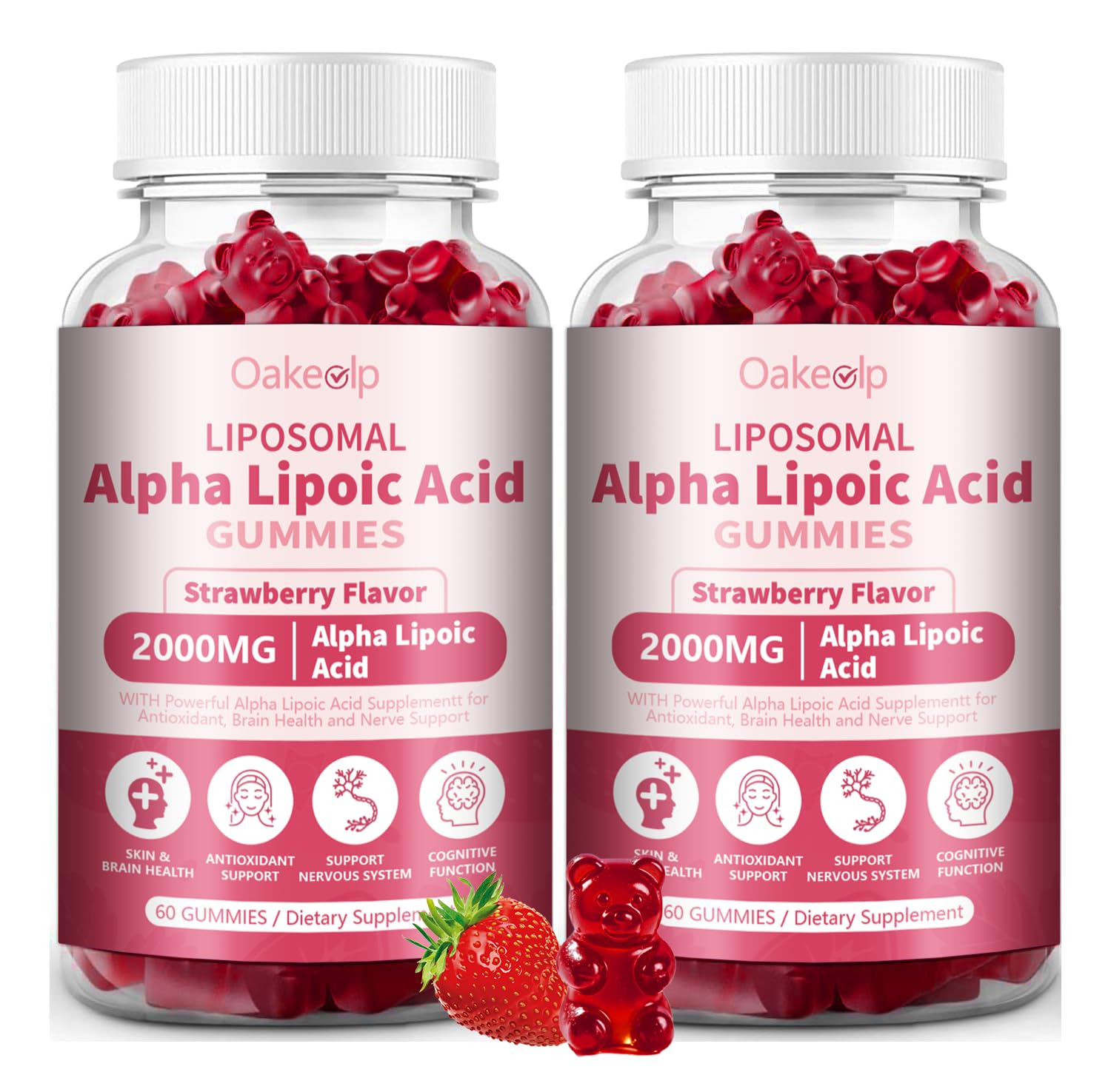 Oakevlp liposomal alpha lipoic acid gummies bottle pour for easy daily supplementation