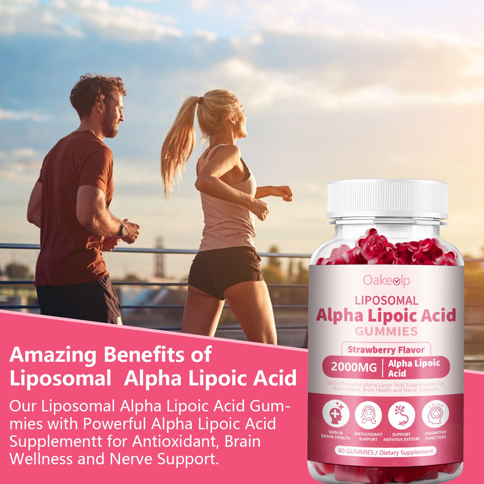 Oakevlp ingredients panel focusing on 2000mg ALA per serving