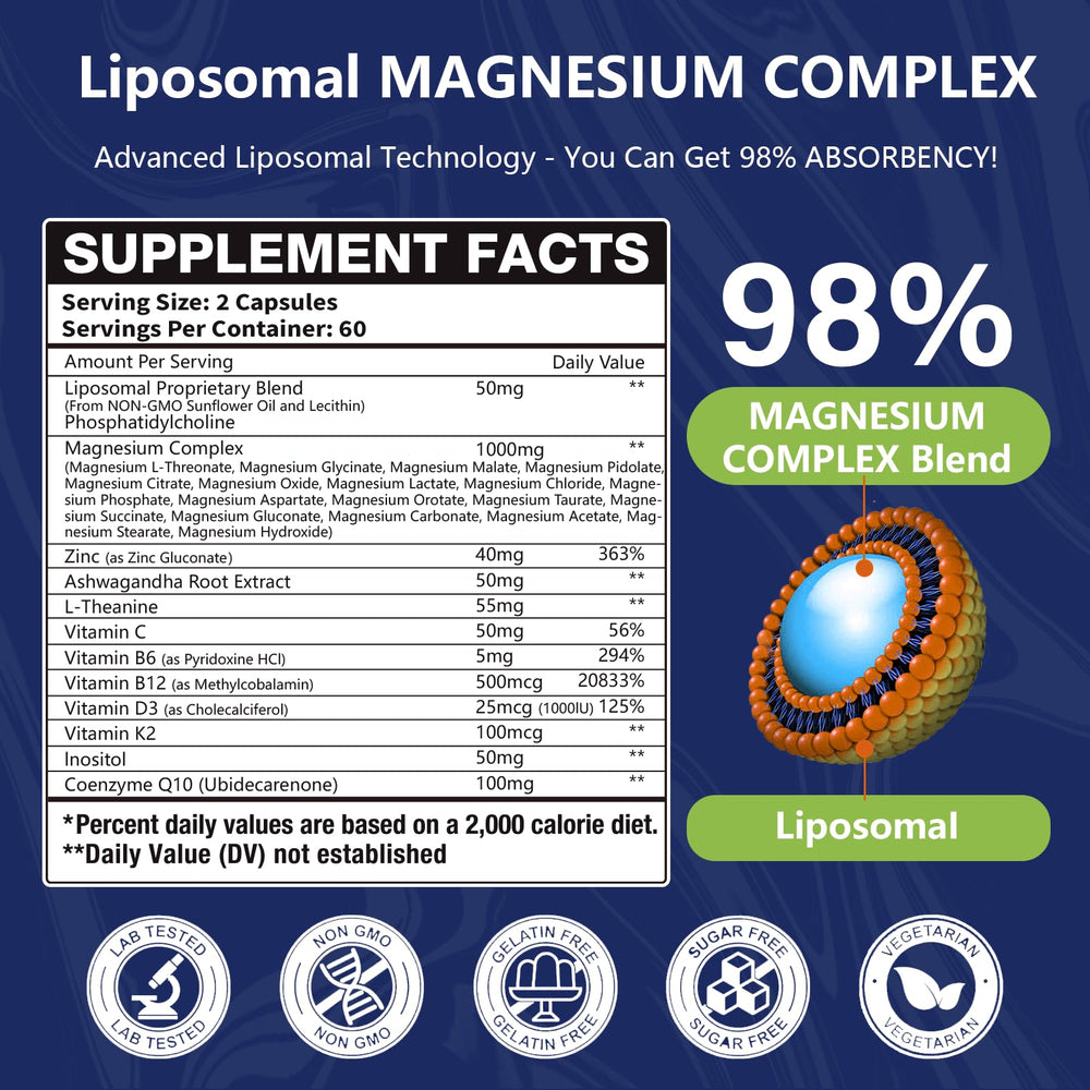 Oakevlp bottle side panel highlights energy, sleep and relaxation benefits.