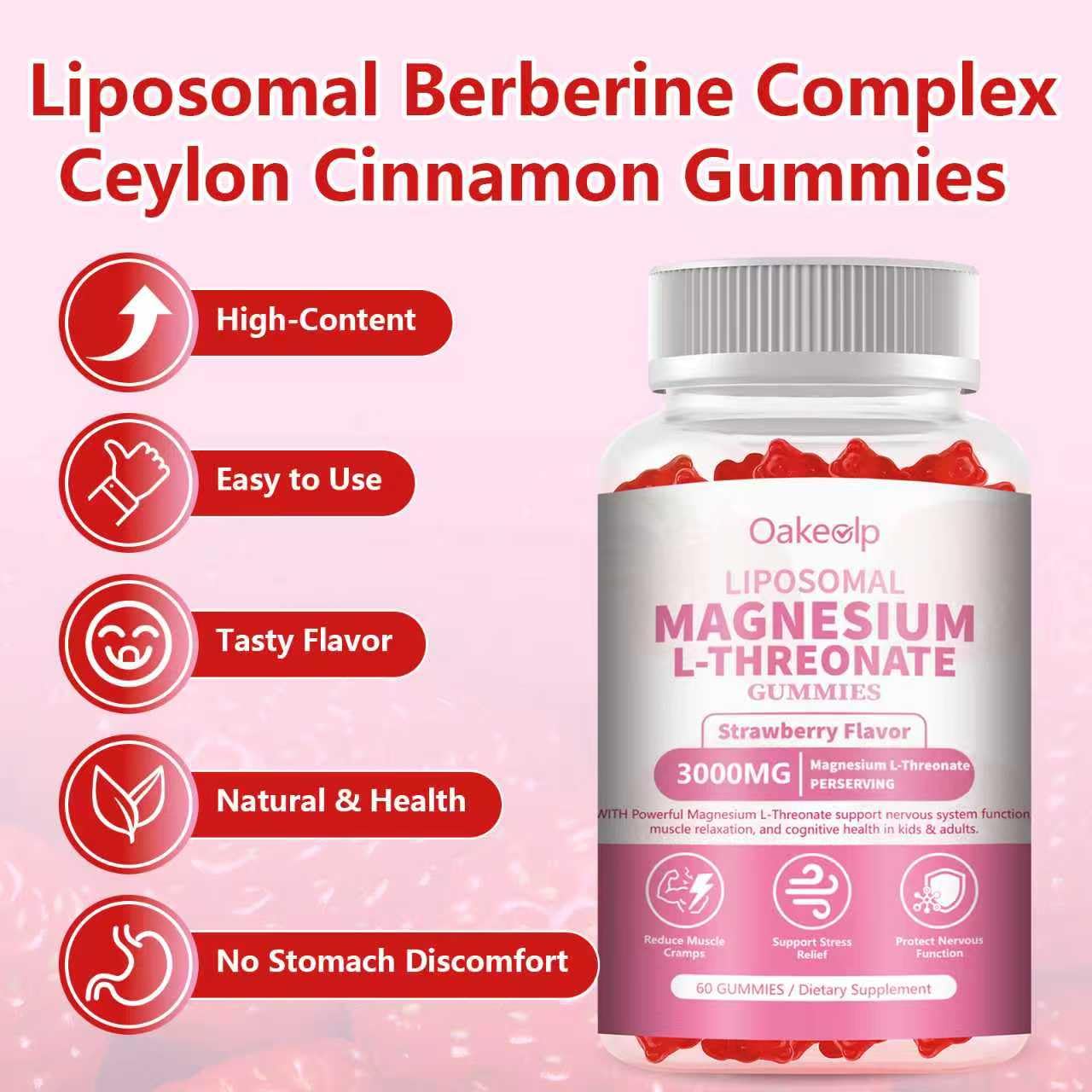 Gummy being chewed with strawberry flavor for a daily routine