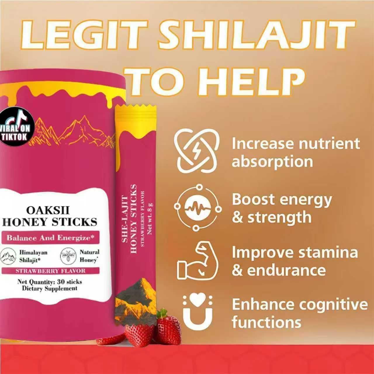 OAKSII Honey Stick strawberry flavor invites pleasant energy through the day.