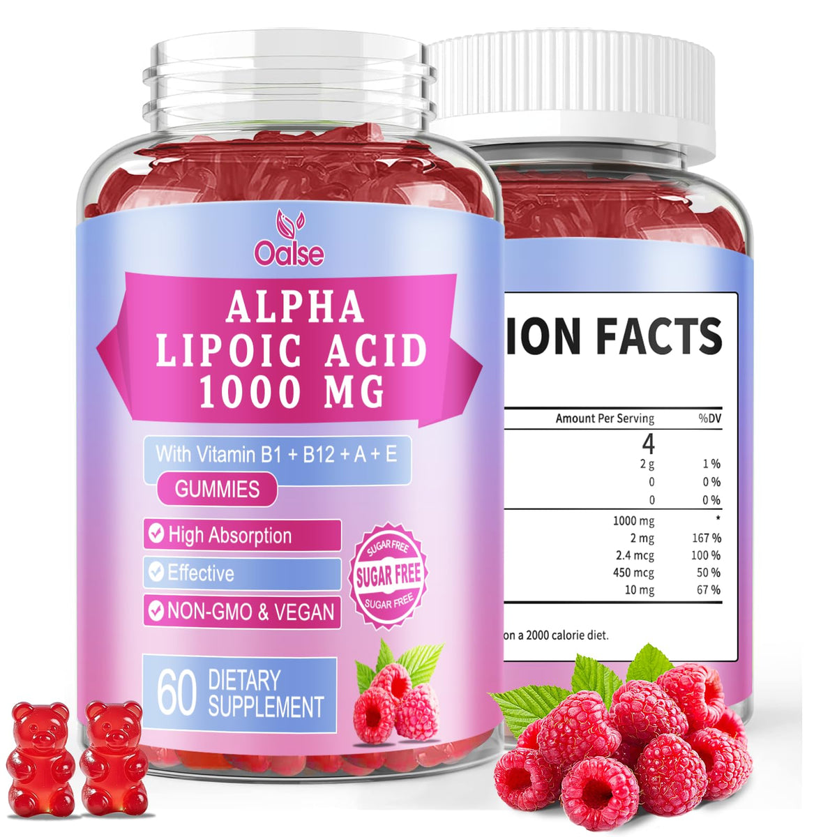 OALSE Alpha Lipoic Acid Gummies bottle close-up for energy support