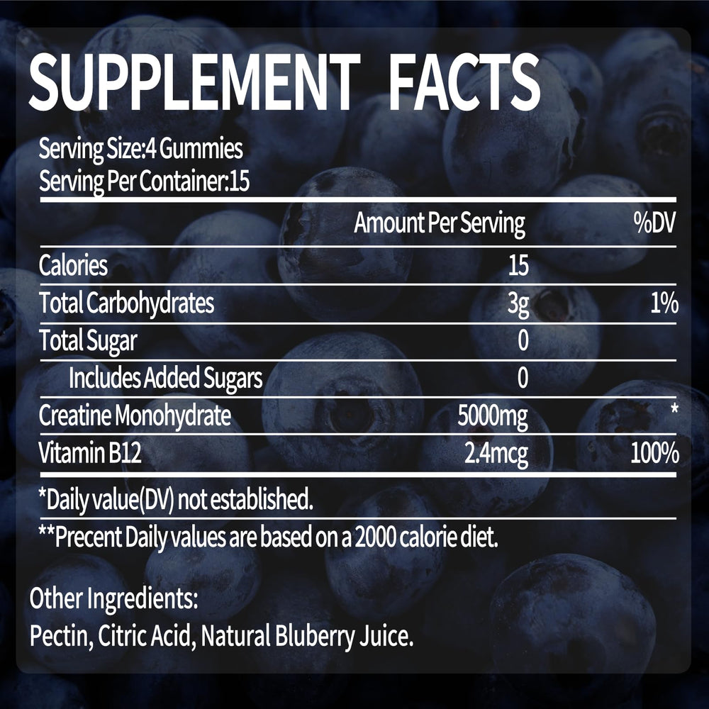 OALSE Creatine Monohydrate Gummies label image showing clean ingredients.