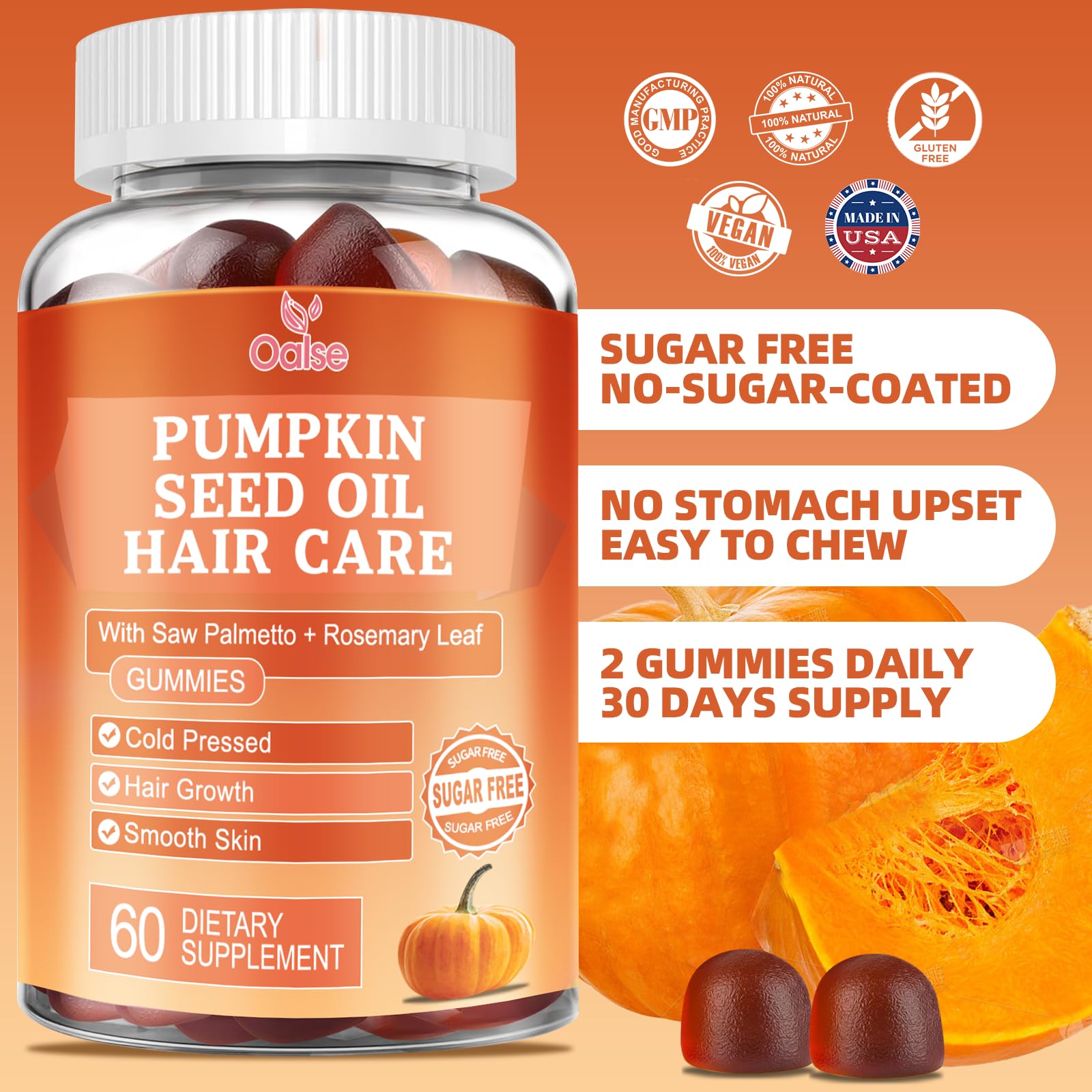 OALSE hydrolyzed collagen peptides close-up implies enhanced shine and skin texture.