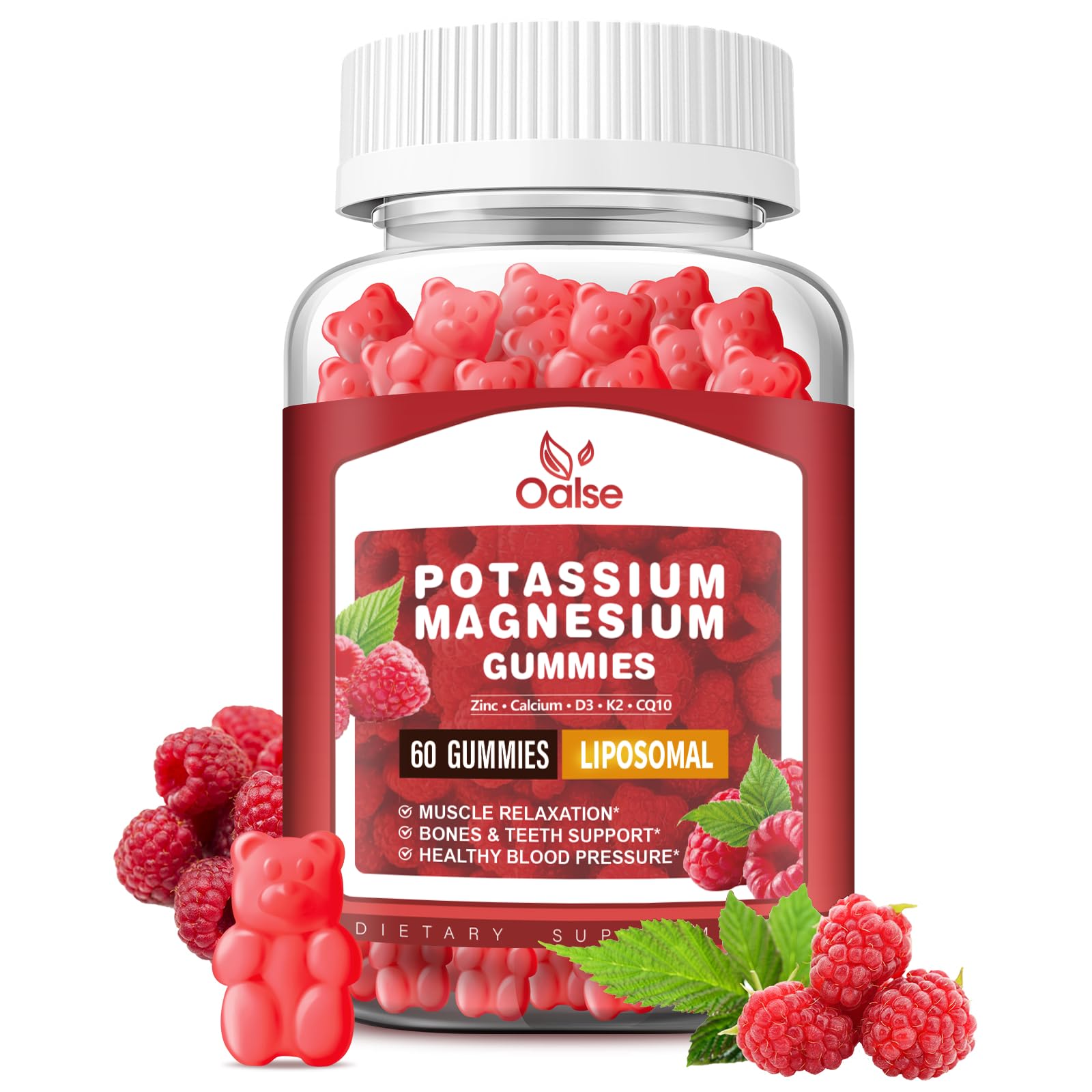 OALSE liposomal potassium-magnesium gummies bottle for convenient daily wellness.