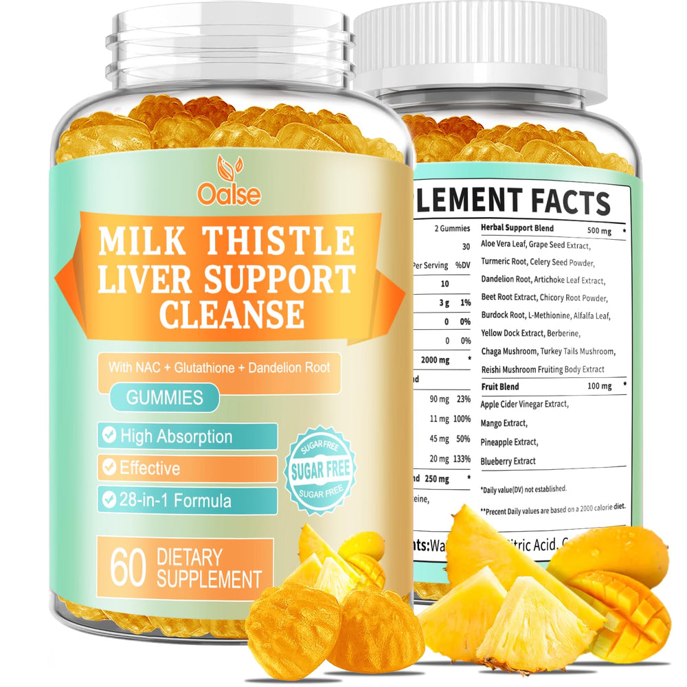 OALSE Liver Cleanse gummies bottle front with mango pineapple flavor for daily liver wellness