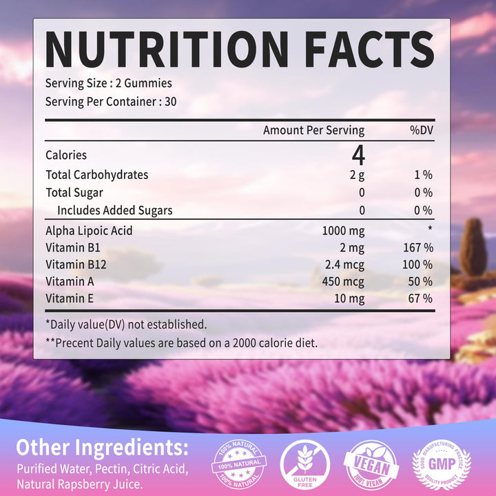 OALSE Nutrition facts panel confirms 1000 mg ALA per serving and vitamin mix