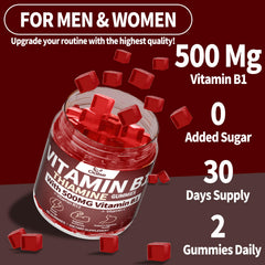 Nutrition panel on OALSE Thiamine Gummies showing B vitamins absorption.