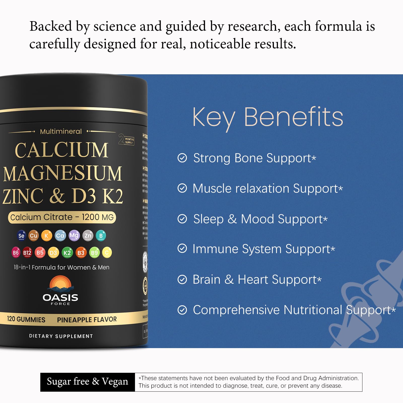 OASIS FORCE calcium 1200 mg gummies packaging and outer carton