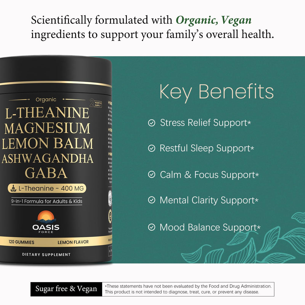 OASIS FORCE lemon-flavor gummies offering convenient stress relief during busy days