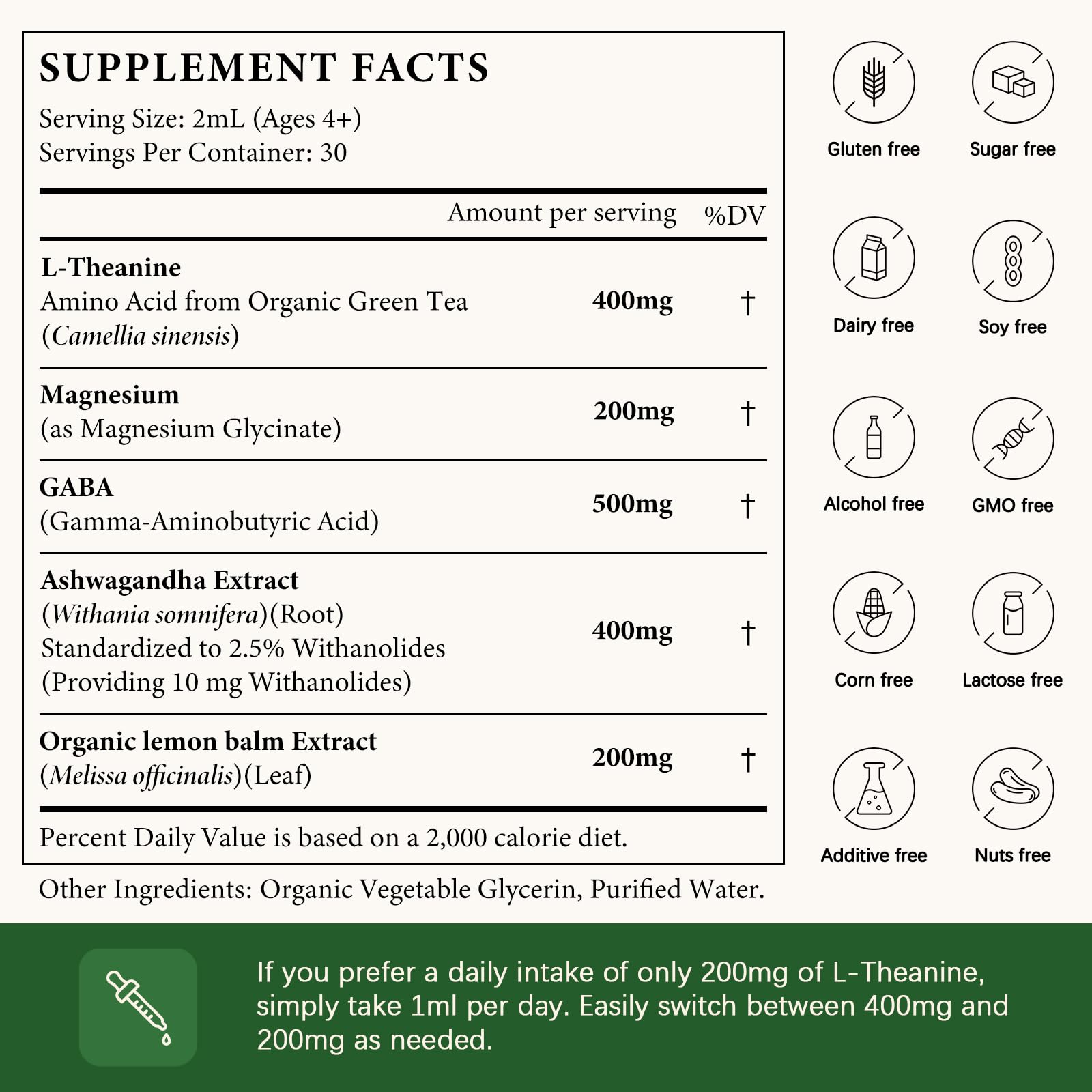 OASIS FORCE L-Theanine drops lemon balm and herbal ingredients close-up