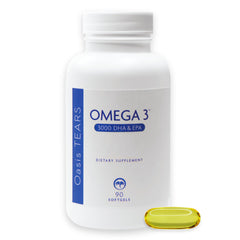 Oasis Tears Omega 3000mg bottle front view supports eye comfort.