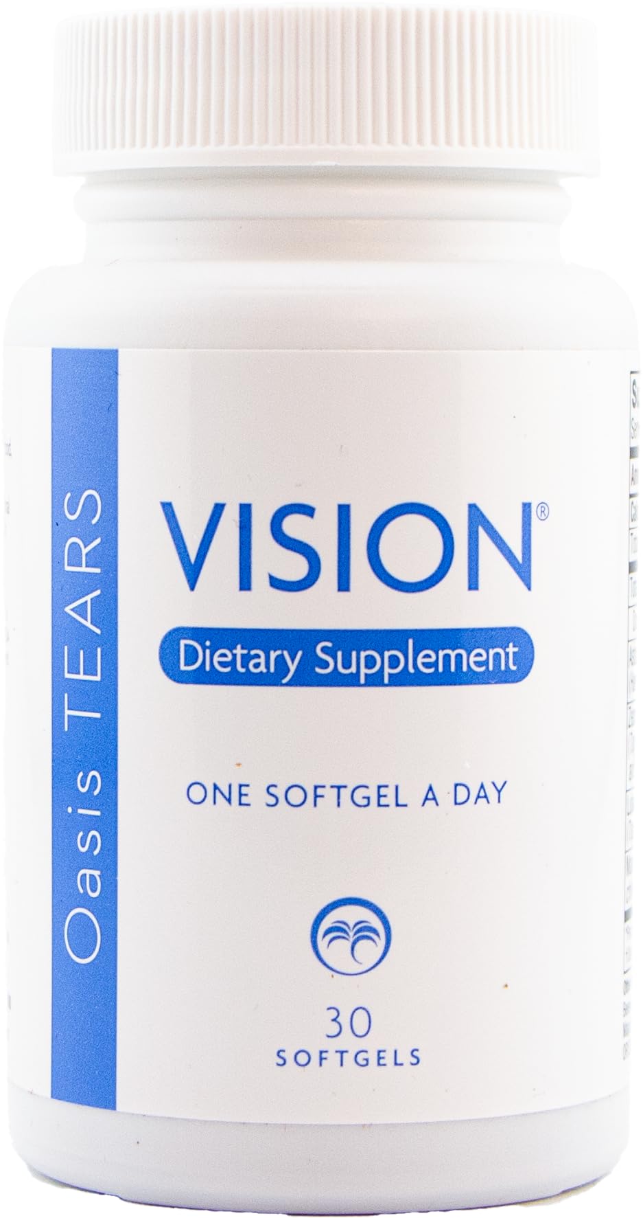 Oasis TEARS VISION softgel capsules close-up for easy daily eye wellness