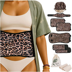 OASIZZ castor oil wrap belly close-up with stain-resistant fabric for mess-free use.