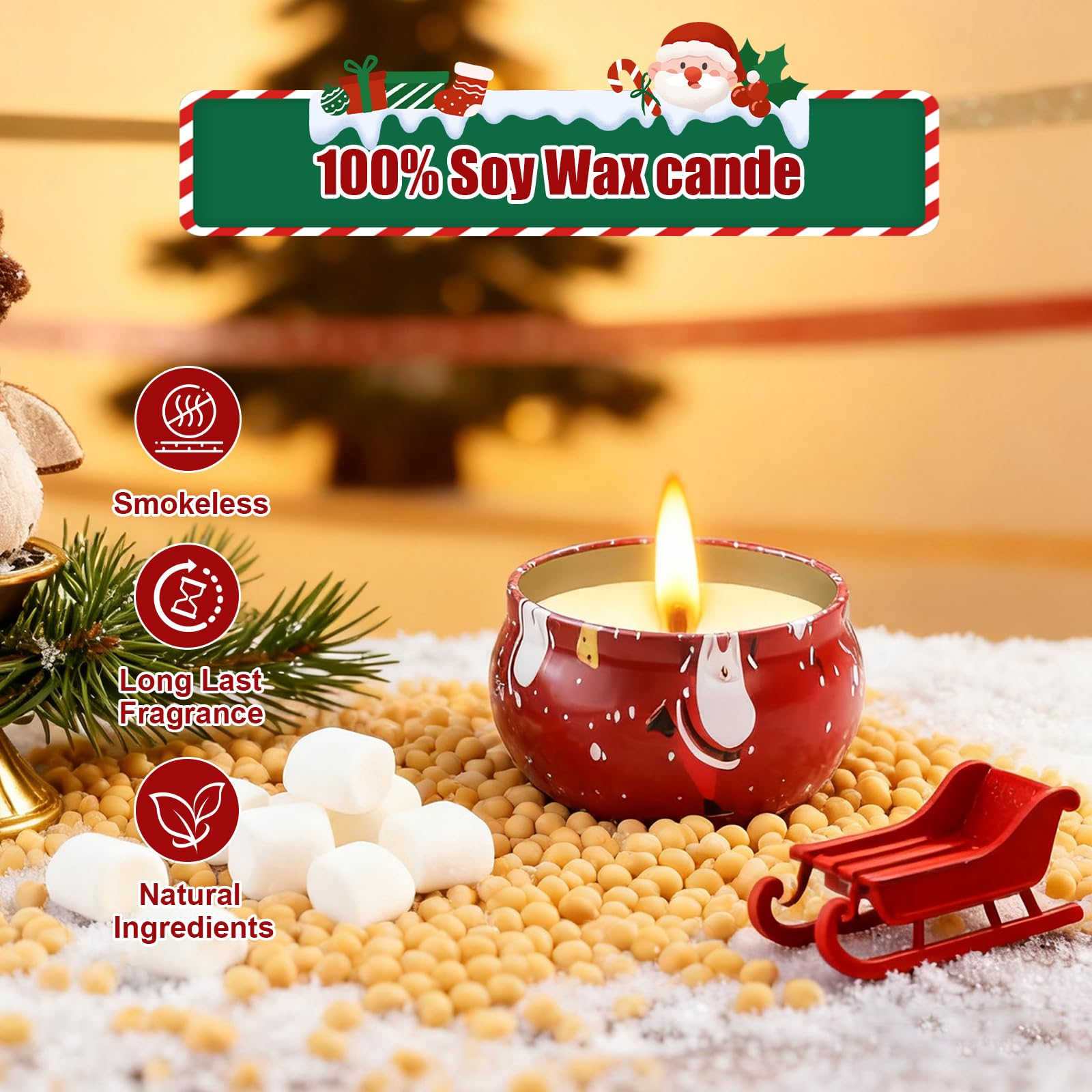 Obcxin Christmas Candle with Red Wine Rose for warm, inviting mood.