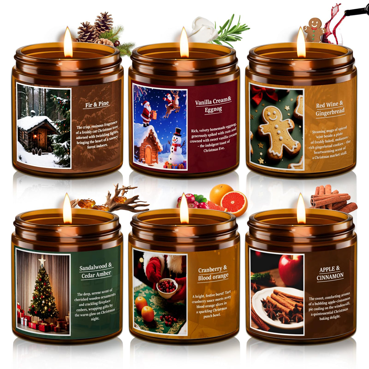 Obcxin Christmas candle set red wine and gingerbread in a jar for cozy evenings.