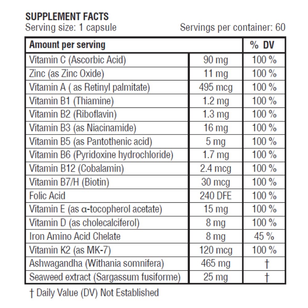 obel Daily Multivitamin bottle pour, convenient daily dose for energy and resilience.