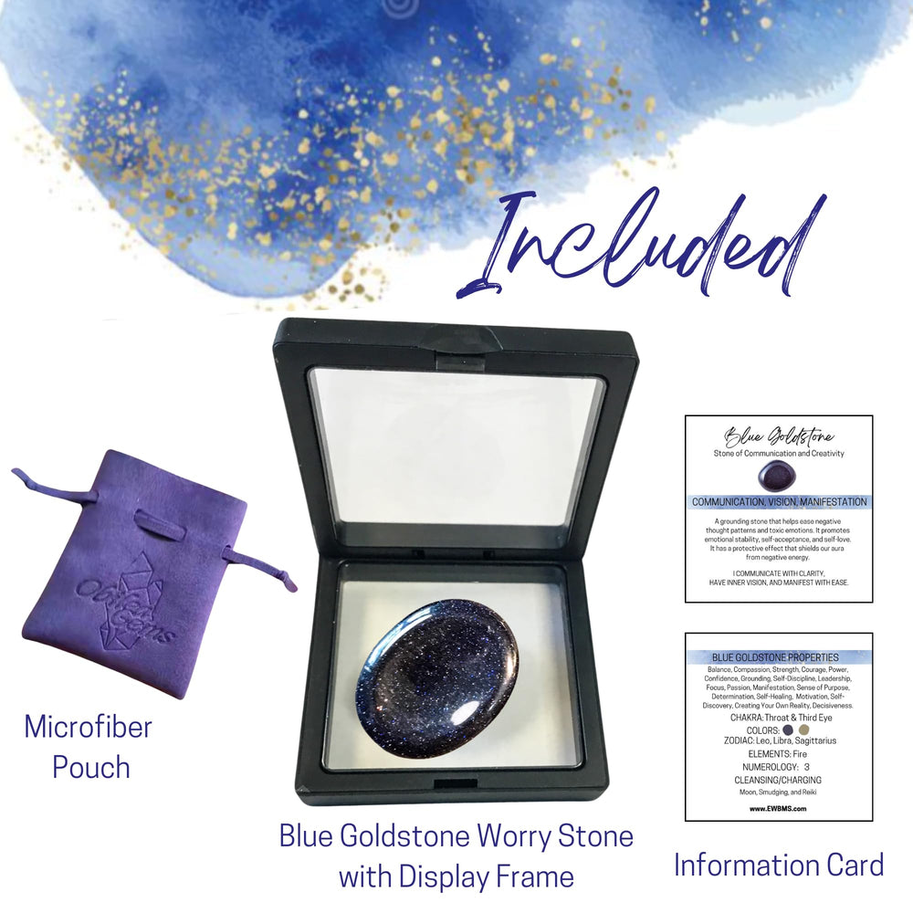 Obilea Gems worry stone shown with premium bag for travel and storage