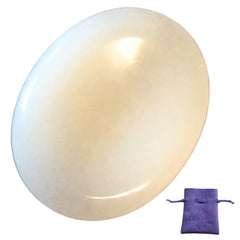 Obilea Gems white jade oval thumb worry stone ready for meditation and calm.