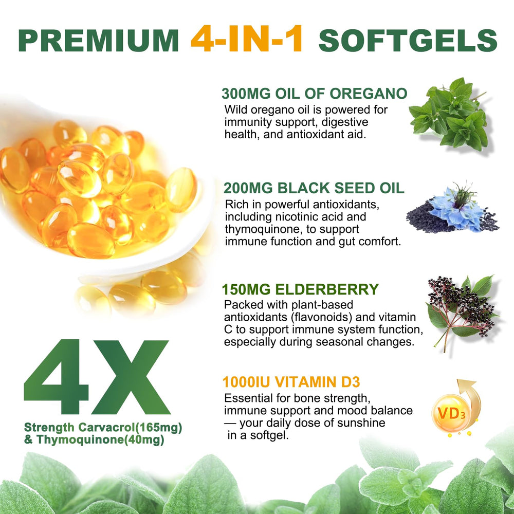 Close-up of Obill NuTrance softgels highlighting high potency oregano oil