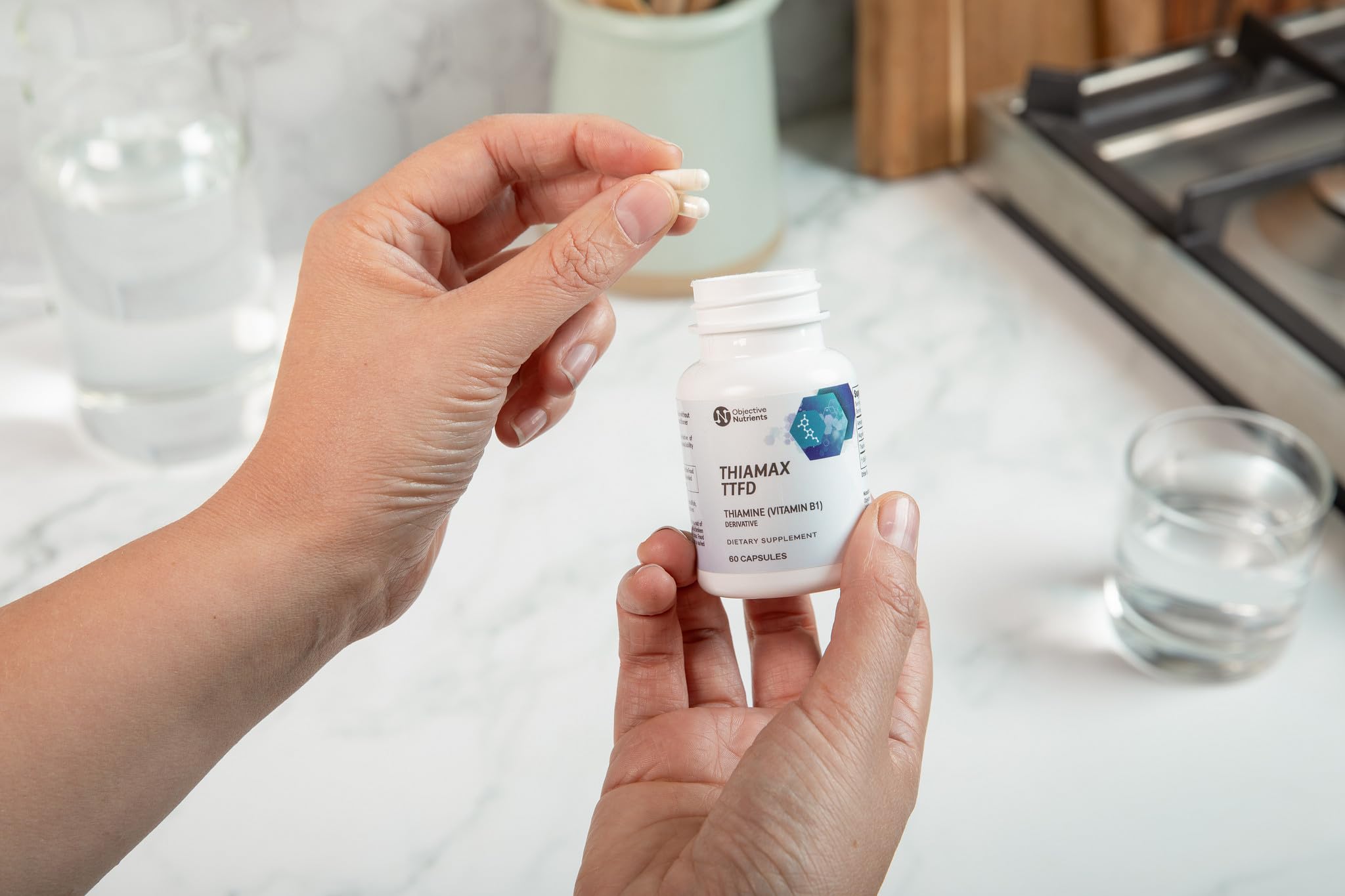 Objective Nutrients Thiamax capsules convey 100 mg active ingredients for potency and fast delivery