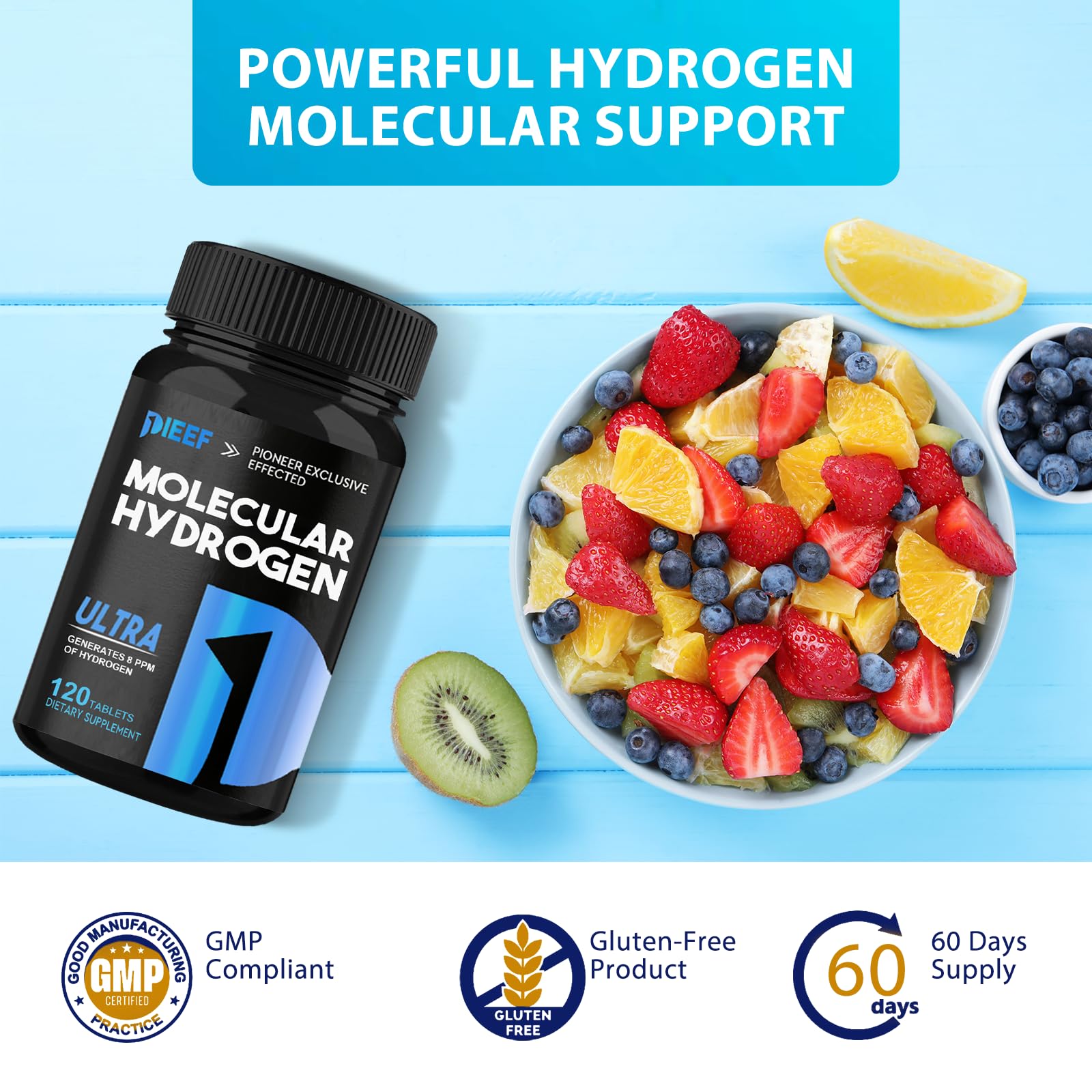 Obnobm Hydrogen Water Tablets concept with brain-health focus icon.