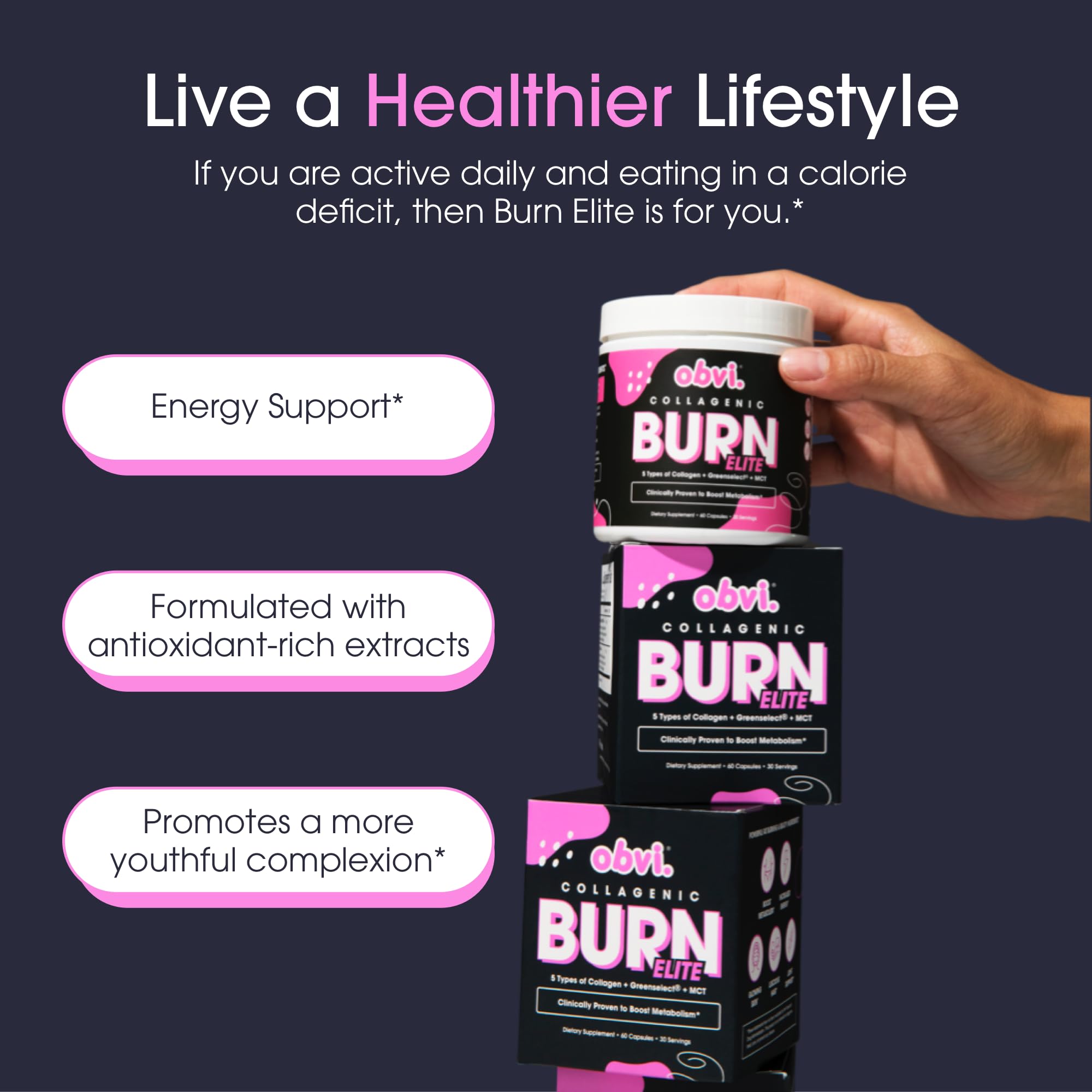 Active lifestyle scene with Obvi Burn Elite in a gym bag for on the go energy.
