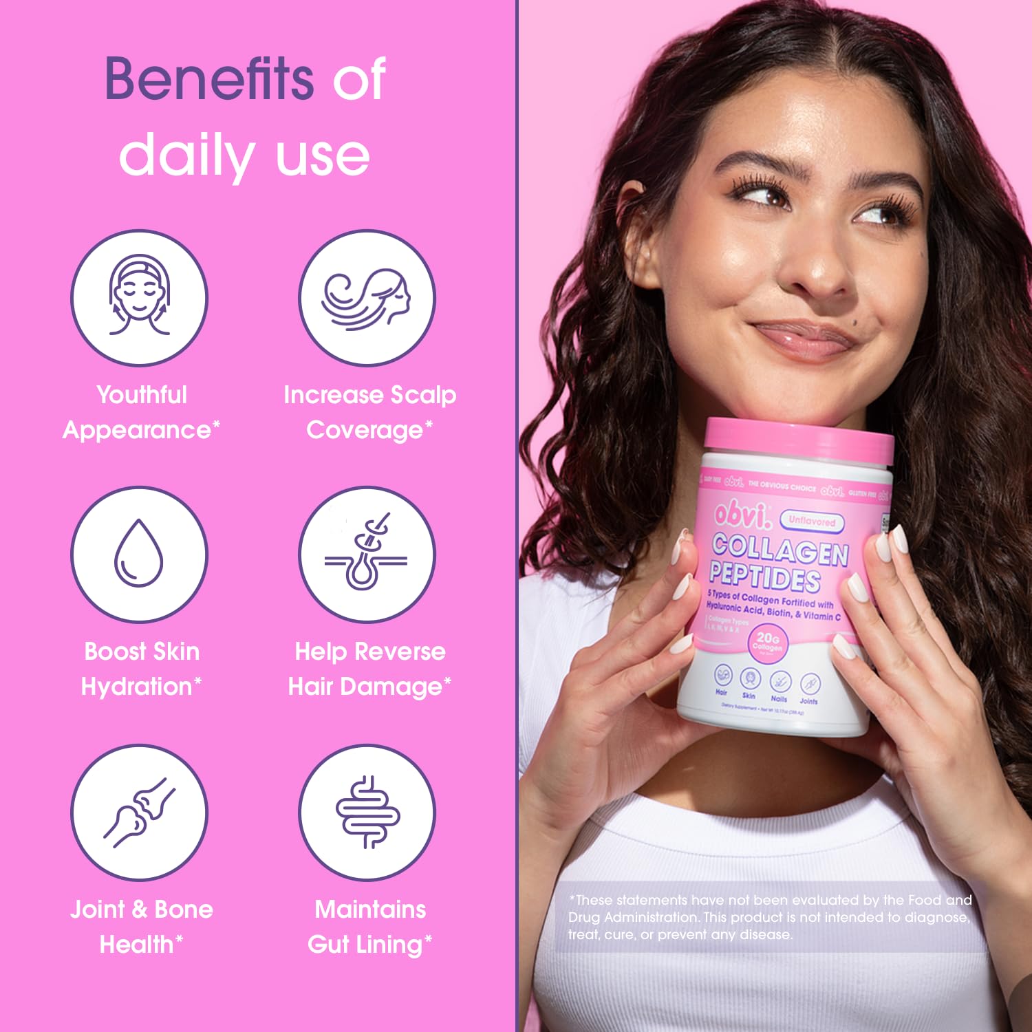Obvi Collagen Peptides Unflavored powder in liquid; blends smoothly without clumping.