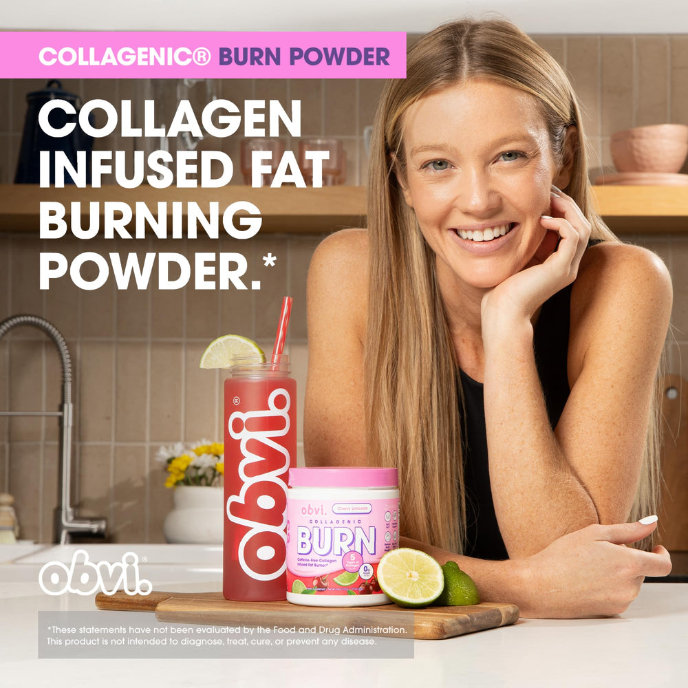 Close-up of the Obvi Burn ingredients label highlighting quality and non-GMO features