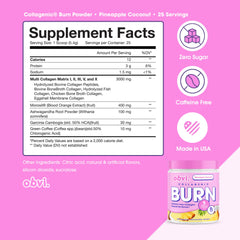 Obvi Collagenic Burn scoop measuring a serving for a smoothie