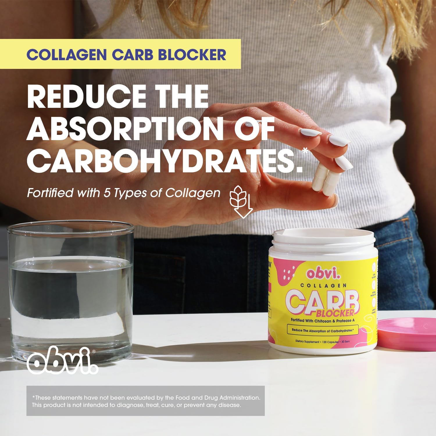 Obvi Guilt-Free Carb Blocker ingredient panel highlighting white kidney bean extract.