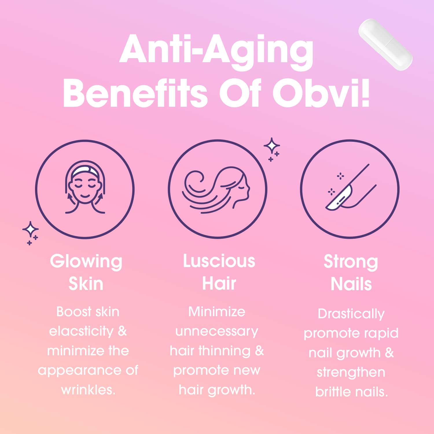 Obvi packaging highlights USA-made, cruelty-free formulation for ethical supplement choices.