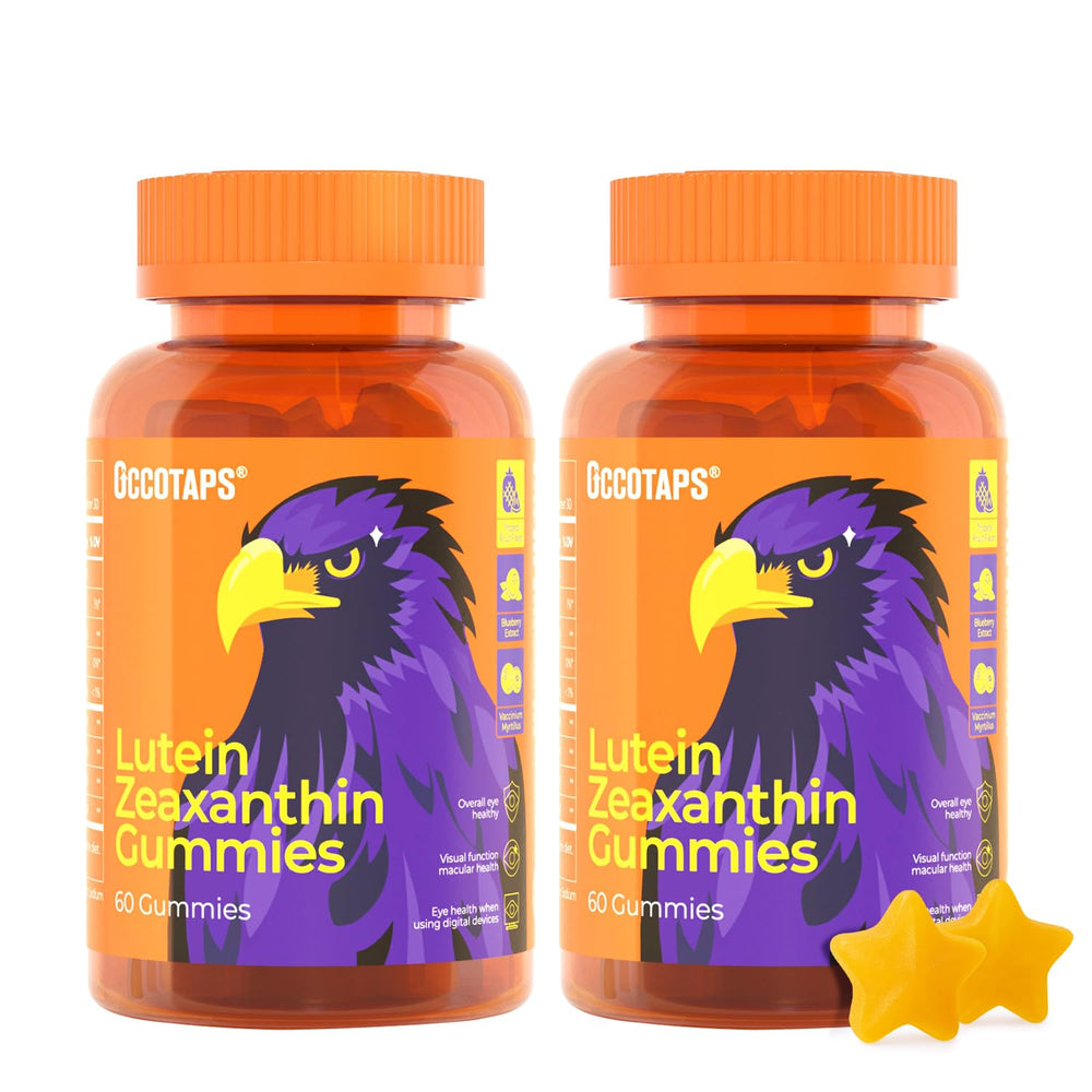 Occotaps Lutein & Zeaxanthin gummies in bottle packaging for daily eye support.