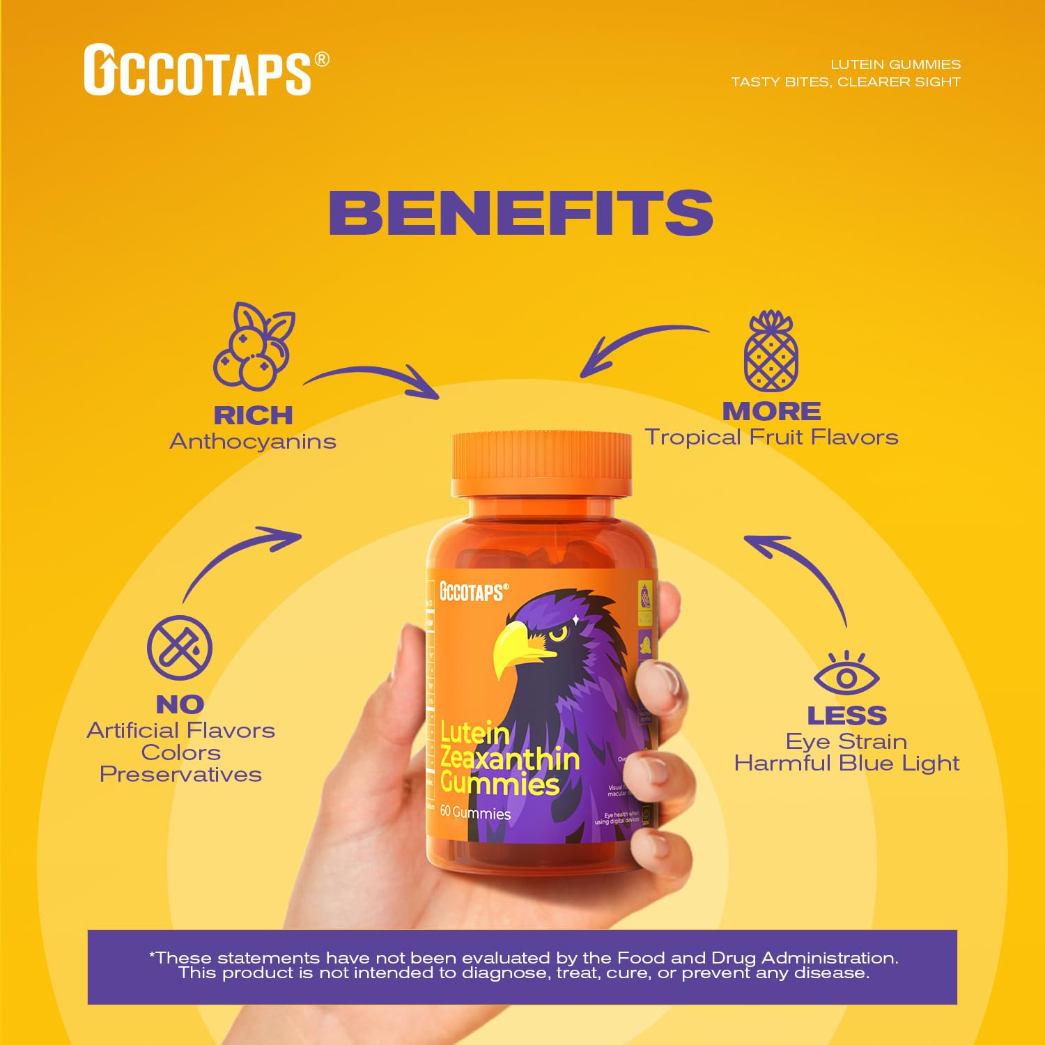Occotaps star-shaped gummies close-up highlighting appealing texture for easy daily use.