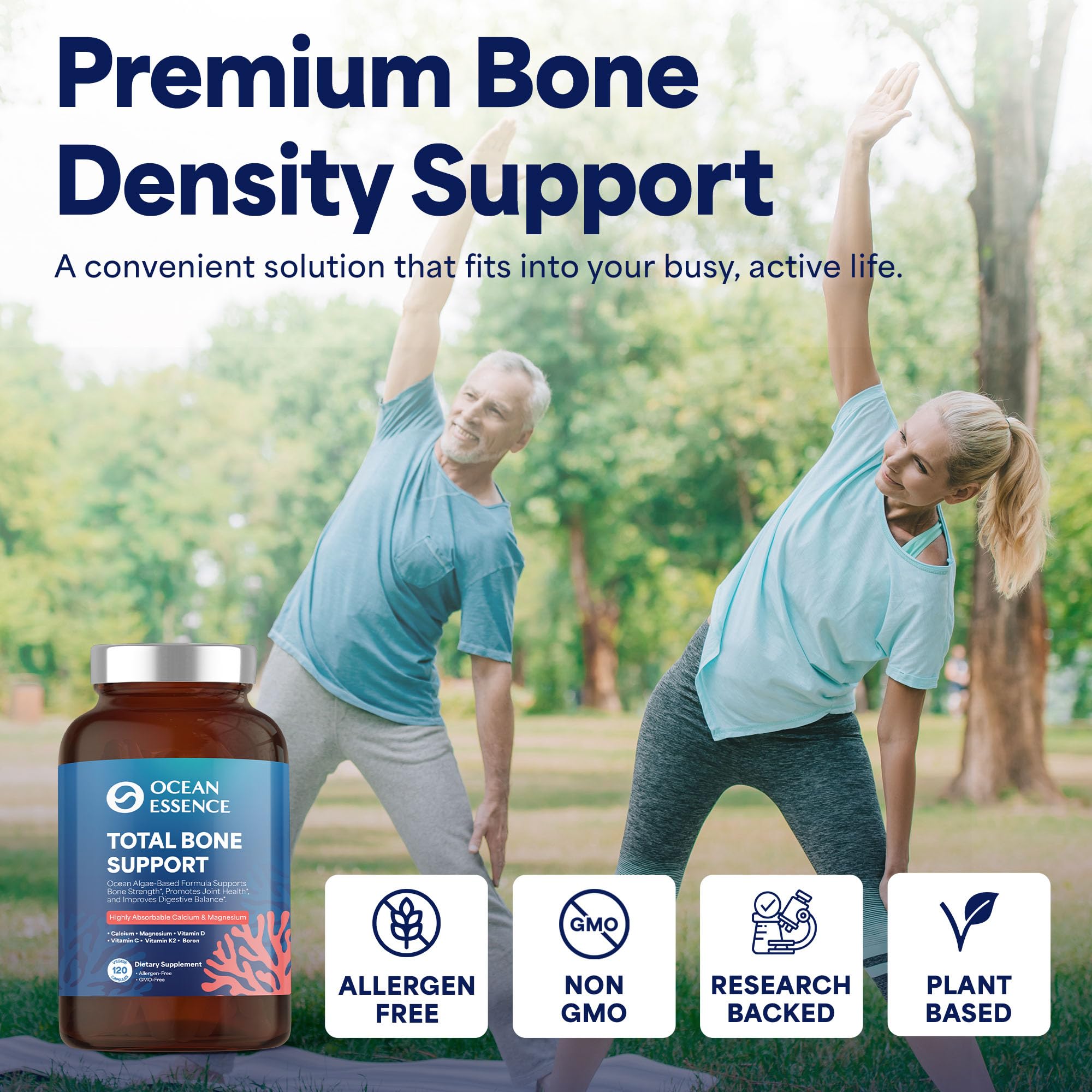 Ocean Essence Total Bone Support daily dose shown for meals.