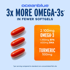 OceanBlue turmeric enhances omega-3 formula for potential anti-inflammatory support during activity.