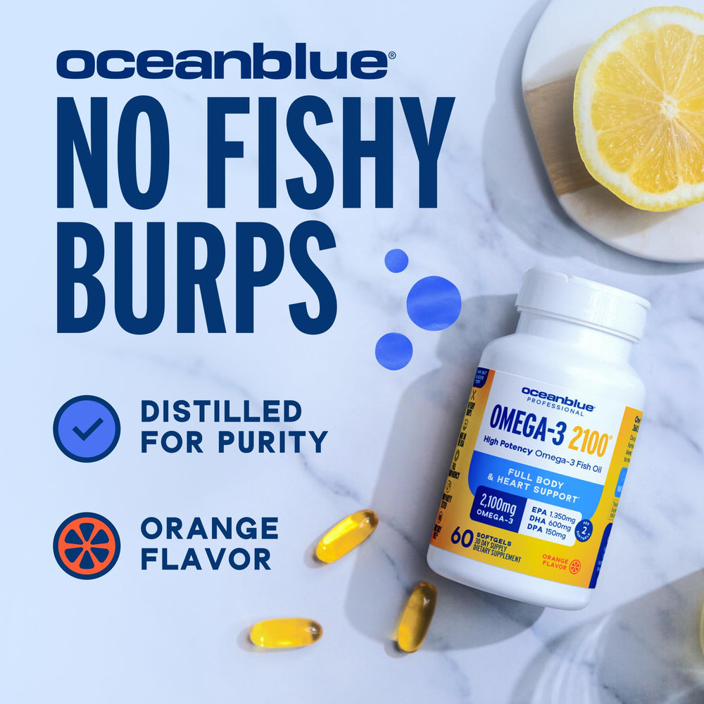 OceanBlue high-potency EPA-DHA-DPA capsules provide a robust omega-3 profile.