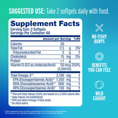 Oceanblue Omega-3 2100 ingredient panel highlighting EPA, DHA, and DPA content for targeted benefits.