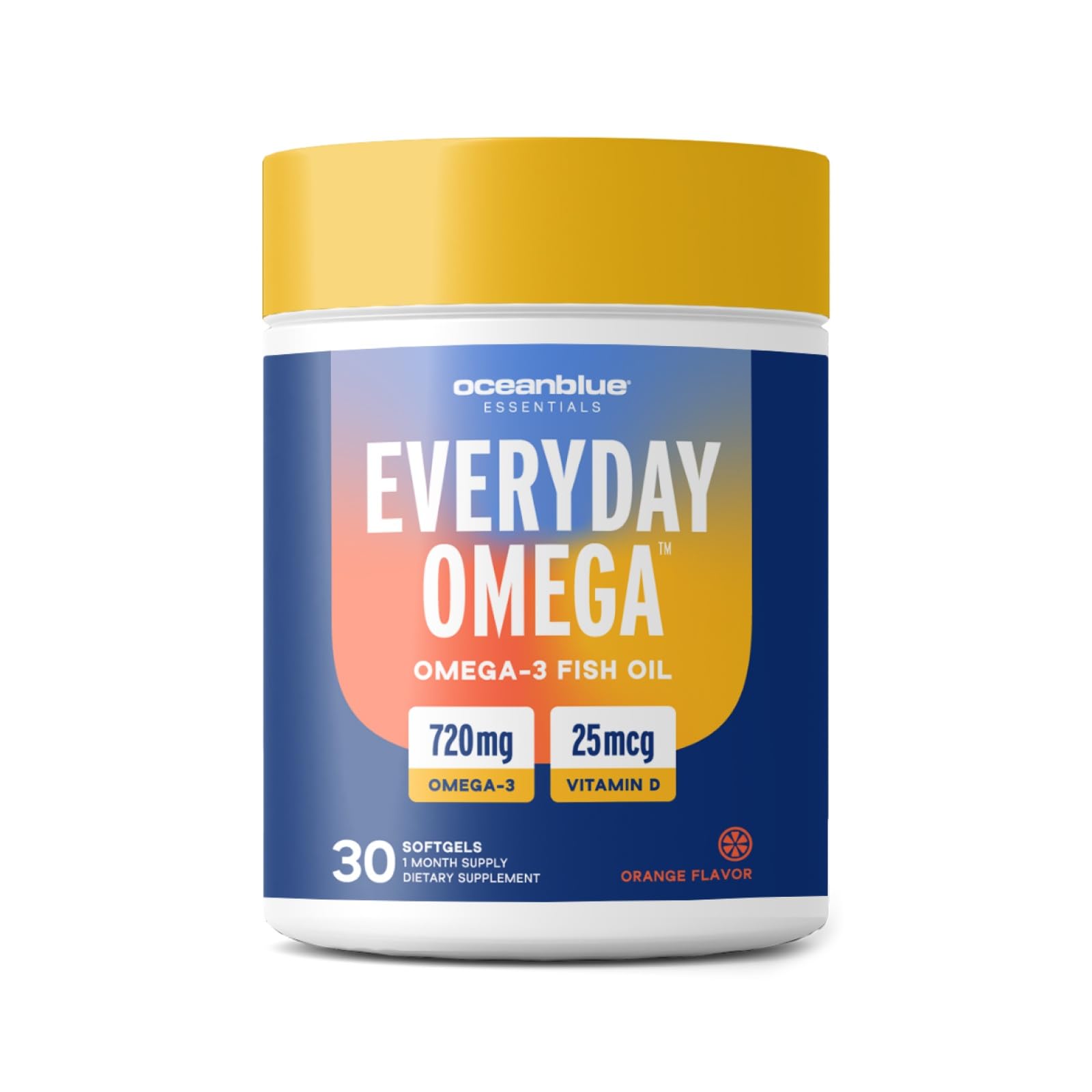 Oceanblue Omega-3 Women orange softgels for easy daily ingestion.