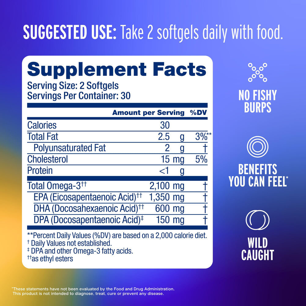 OceanBlue Professional Omega-3 label detail highlights EPA, DHA, and DPA profile.