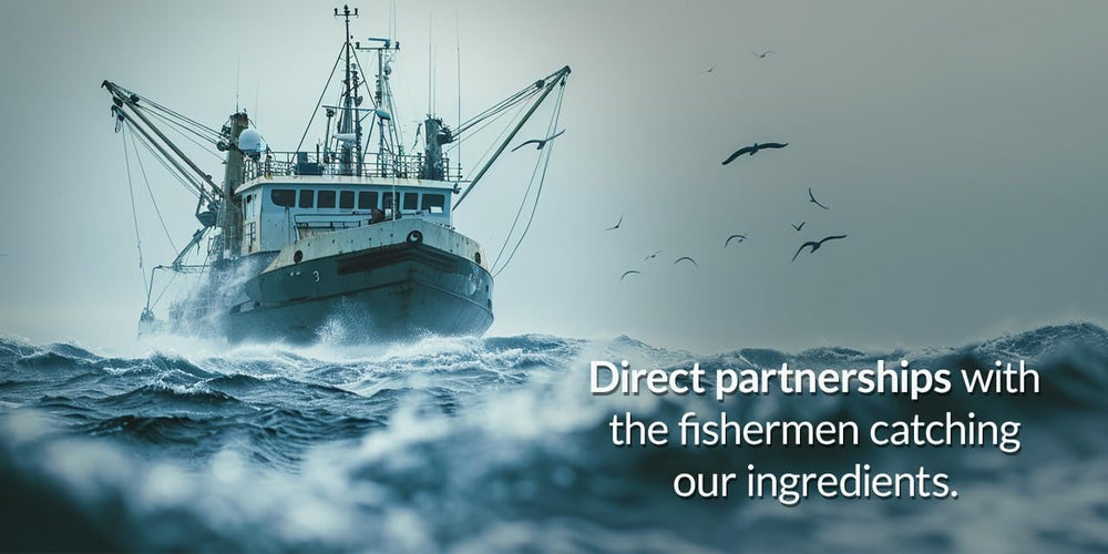 Oceanutra sustainable-traceable badge image communicates transparency from sea to bottle.