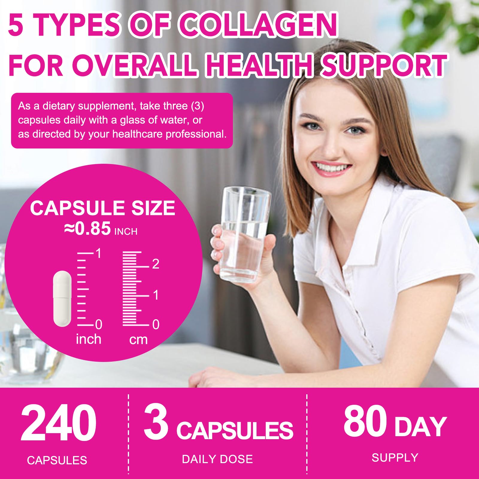 Ocnisdns Multi-Collagen capsules on white background for simple daily use