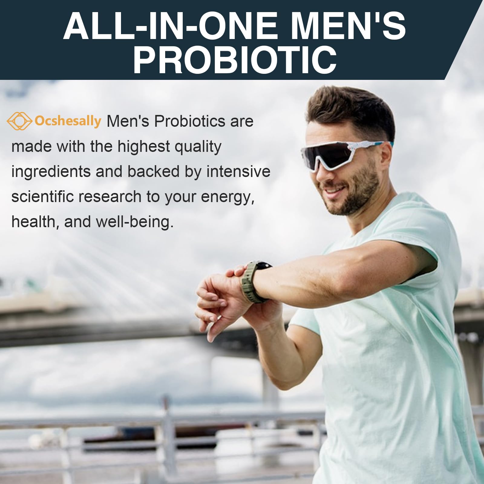 Ocshesally bottle on shelf supports easy daily routine for men.