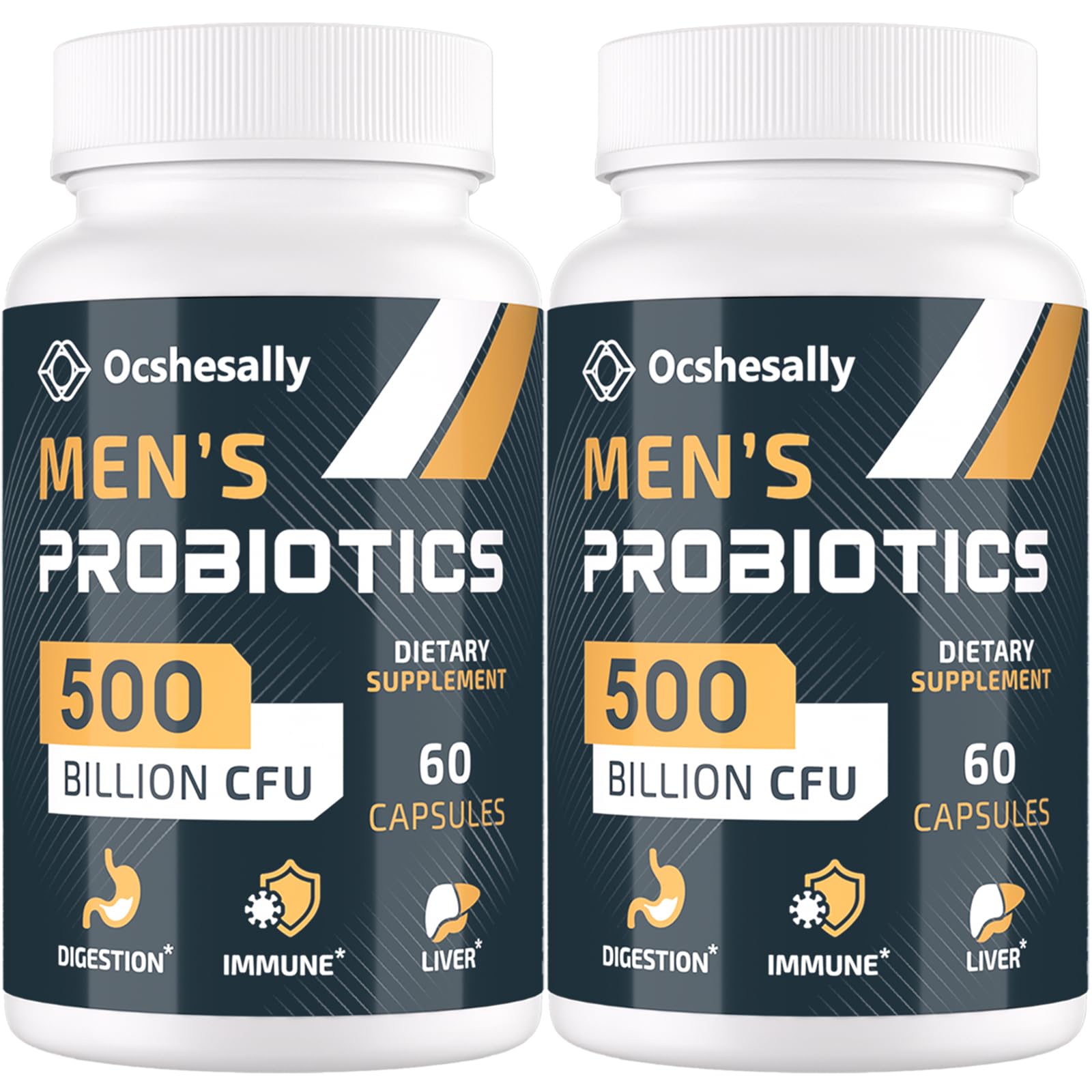 Ocshesally Probiotics for Men bottle front for convenient daily gut support.