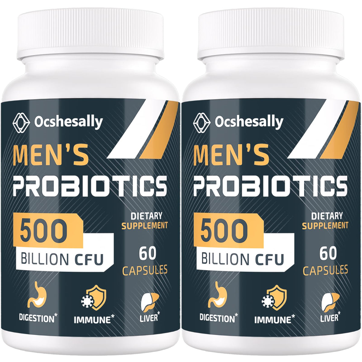 Ocshesally Probiotics for Men bottle front for convenient daily gut support.