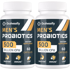 Ocshesally Probiotics for Men bottle front for convenient daily gut support.