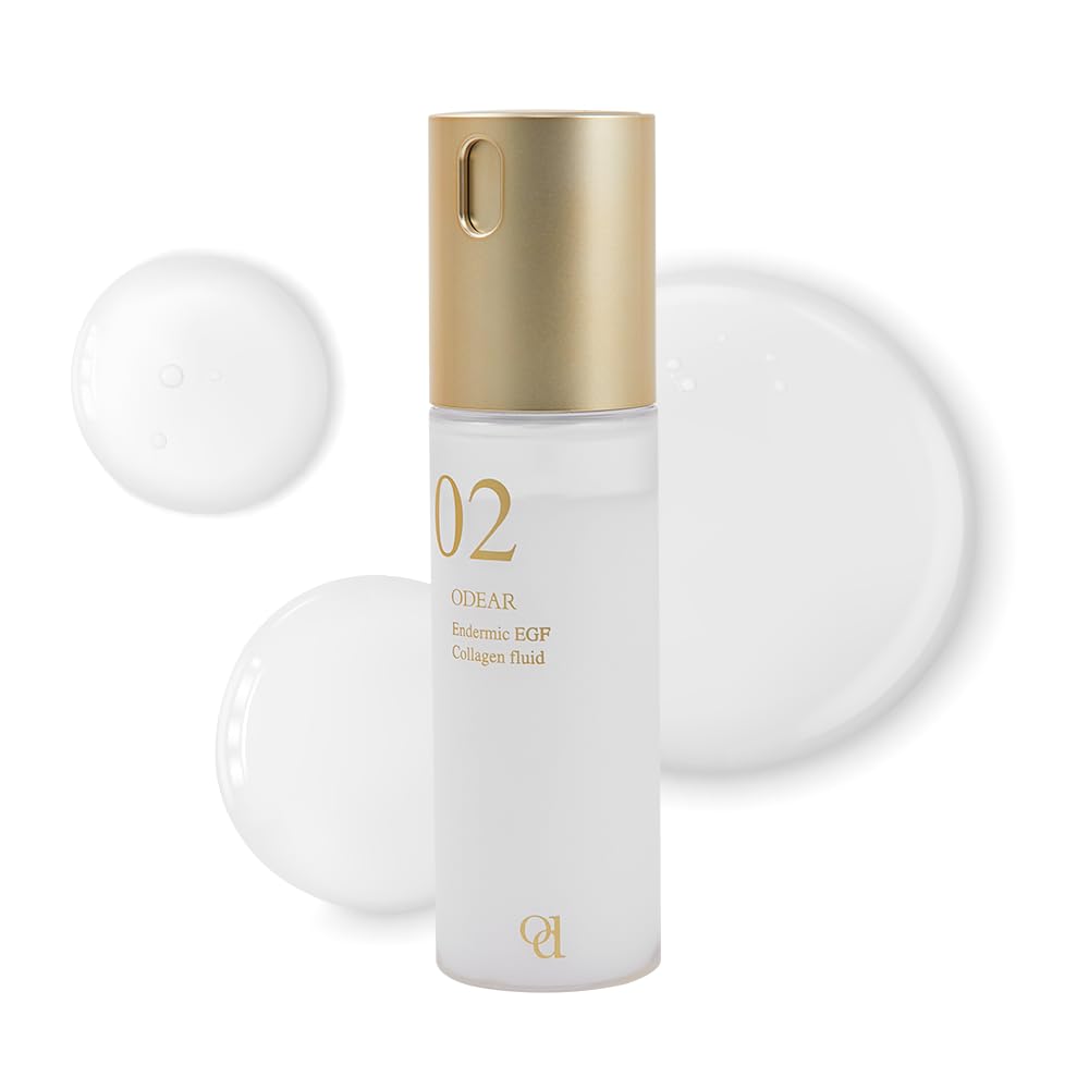 ODEAR Endermic EGF Collagen Fluid bottle closeup displaying dual-layer hydration system.